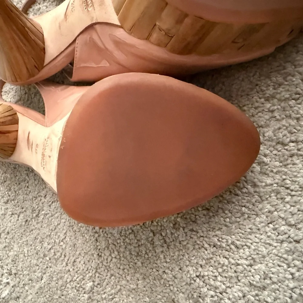 Miu Miu Nude Beige/Pink Peep Toe Platform Slingbacks